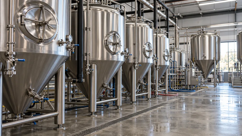 Stainless steel brewery fermentation tanks